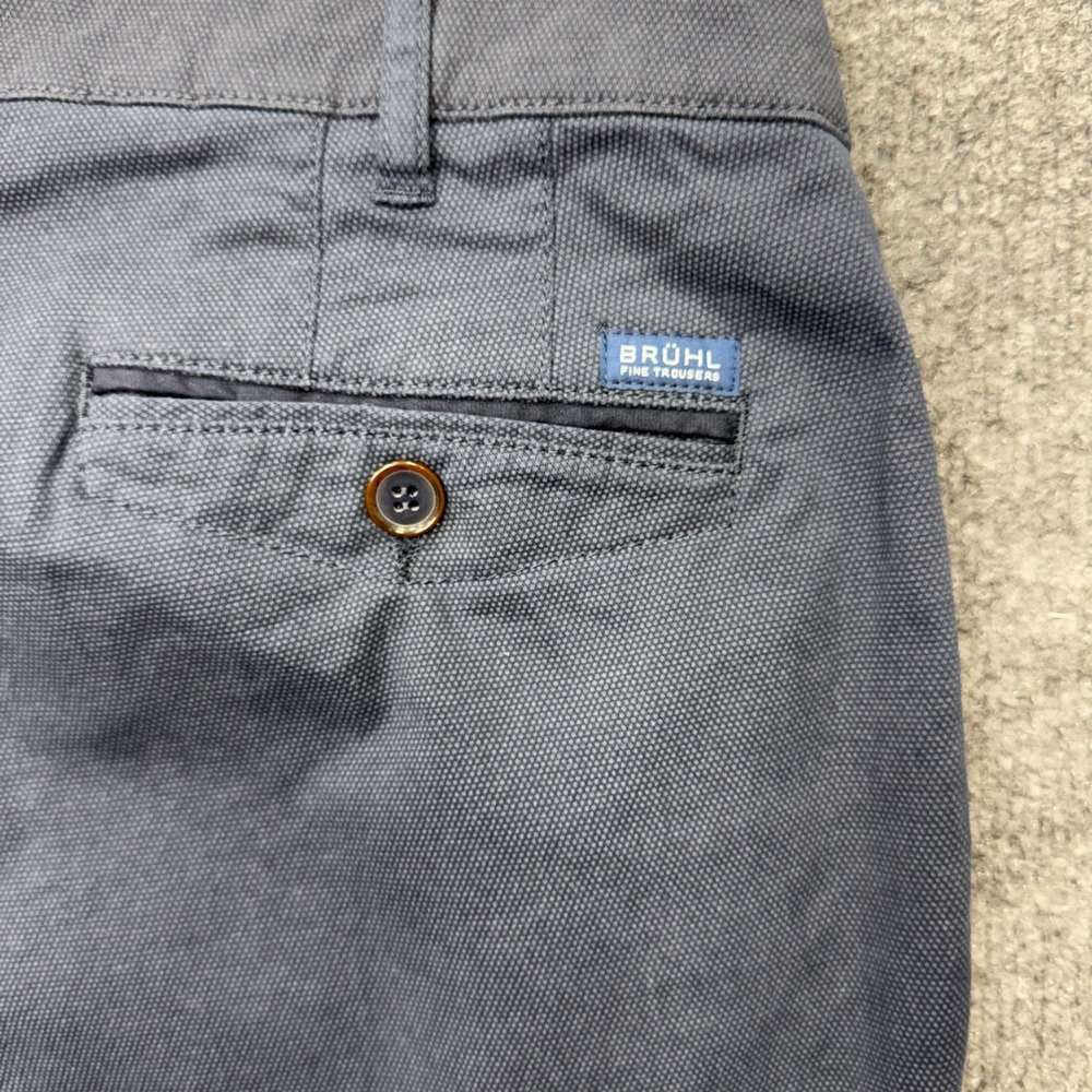 Bruhl Venice B Turn Mens Navy Blue Textured Stretch Cotton Chino Pants 42R 58 - Picture 9 of 12